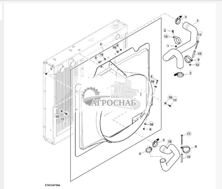 Радиатор, кожух и шланги 